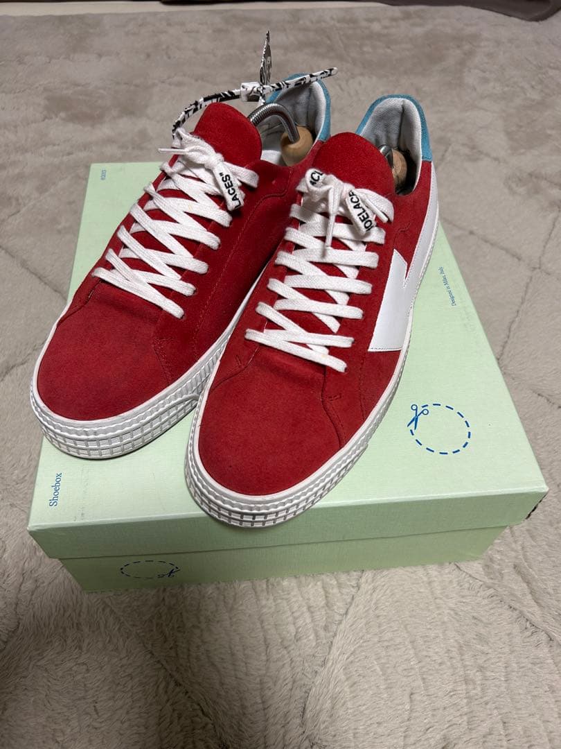 【最終値下げ】off-white オフホワイト 赤 スエード 27cm 古着