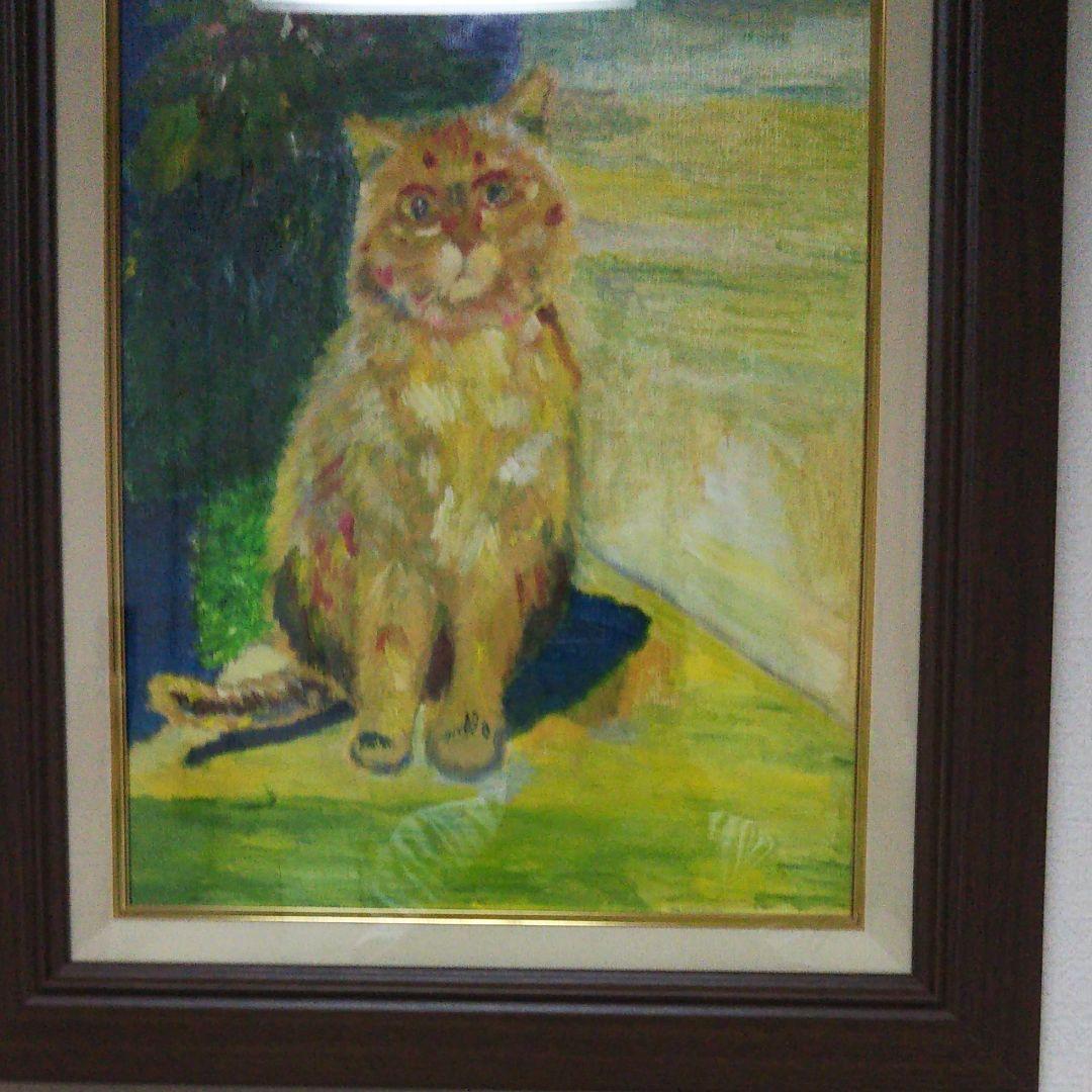 油絵   街角の猫  【送料無料】