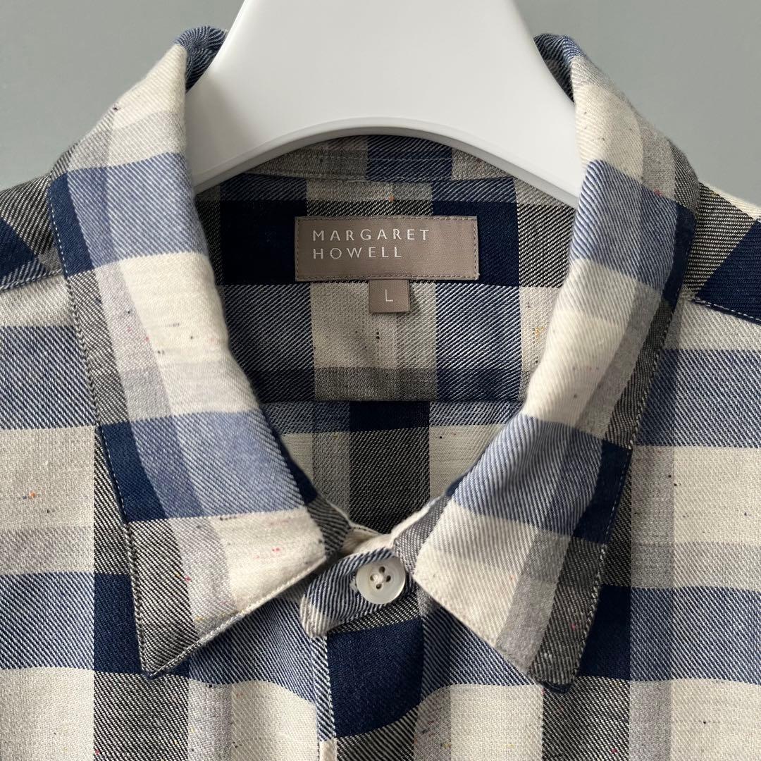マーガレットハウエル チェックシャツ ブルー 未使用 - メルカリ