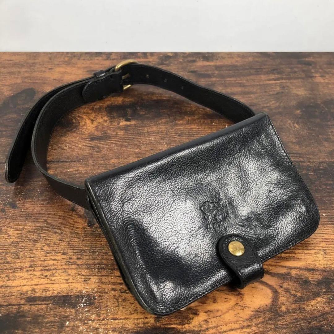 イルビソンテ ウエストポーチ ウエストバック レザー ブラック