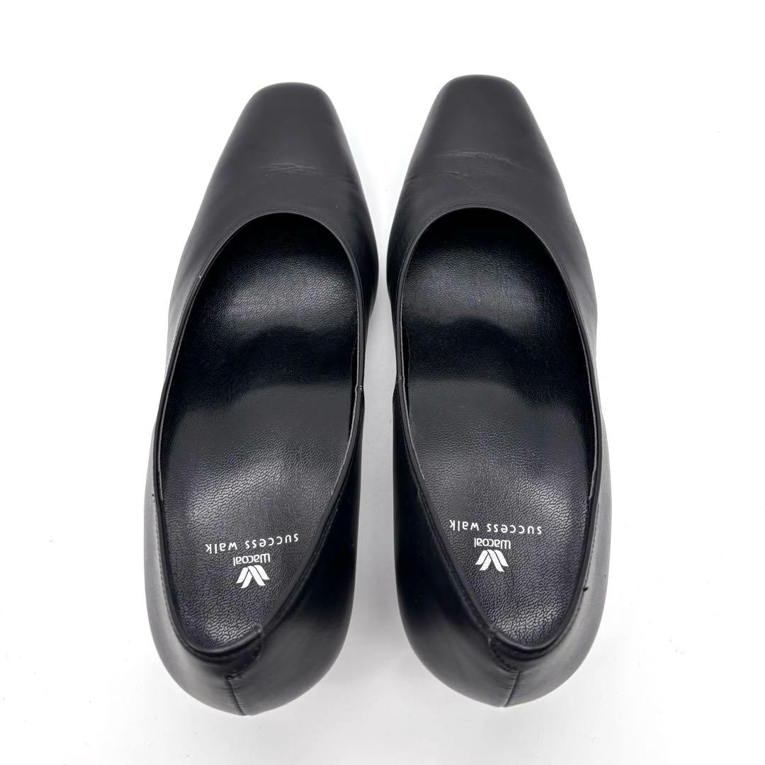 美品】ワコール サクセスウォーク パンプス スクエアトゥ ブラック22.5