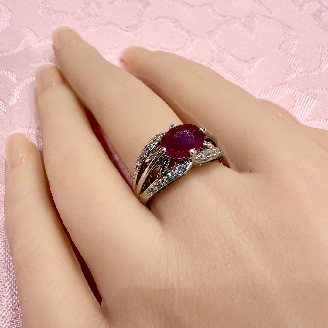 Pt900/K18 ルビー 2.12ct ダイヤモンド 0.20ct リング
