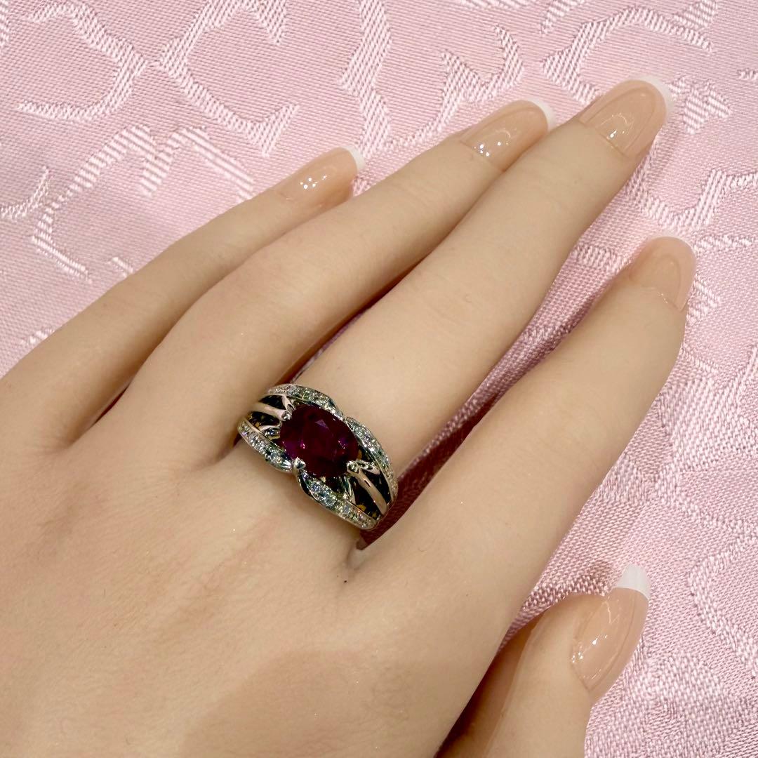 Pt900/K18 ルビー 2.12ct ダイヤモンド 0.20ct リング