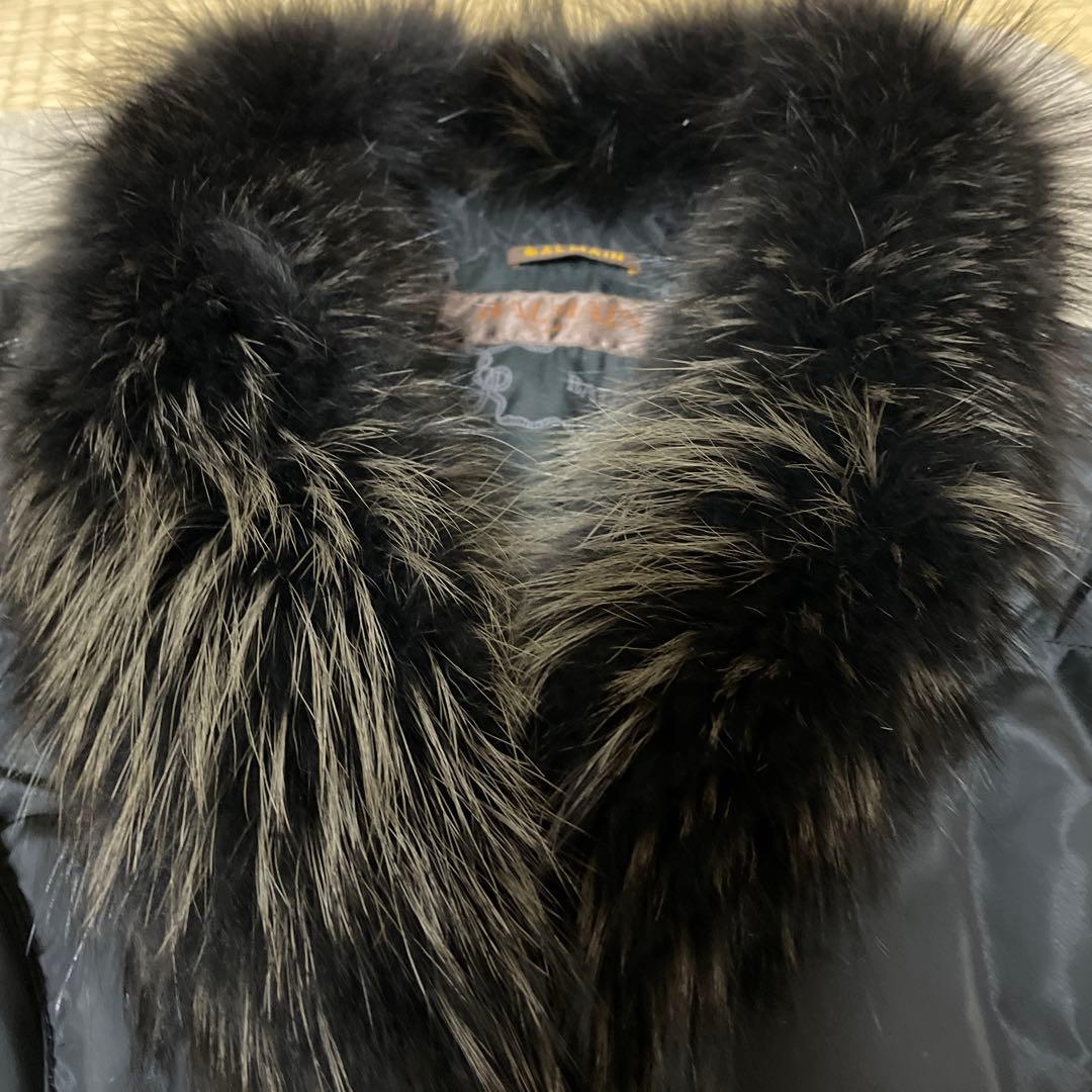 極美品】BALMAIN ダウンコート Aライン ラクーン ロング ブラック L