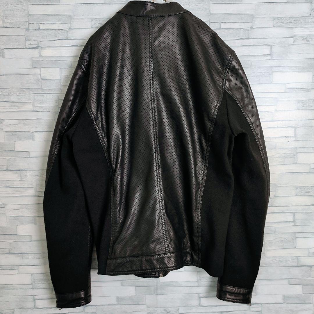 超希少】DIESEL☆シープスキン パンチングレザージャケット M 黒 虎