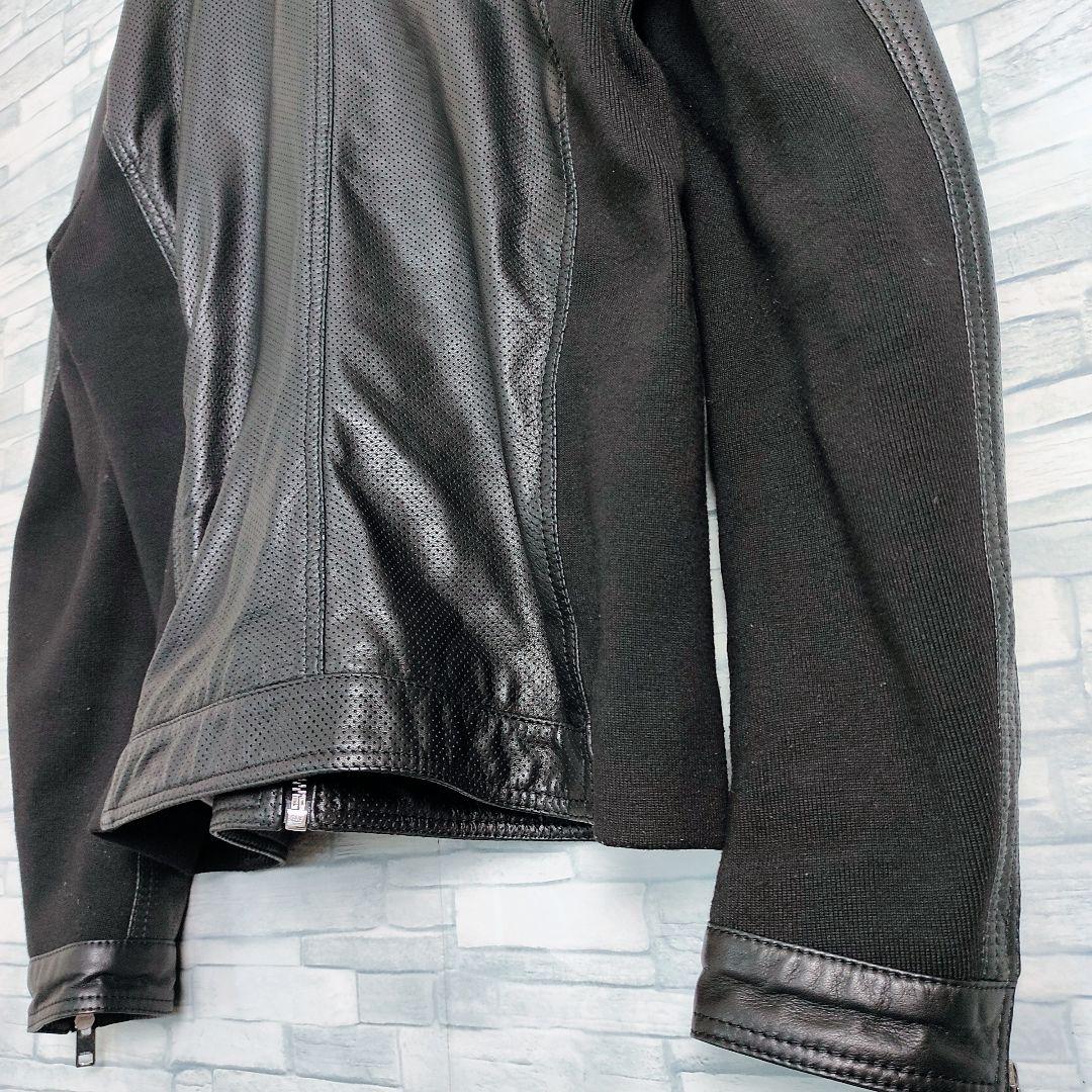 超希少】DIESEL☆シープスキン パンチングレザージャケット M 黒 虎