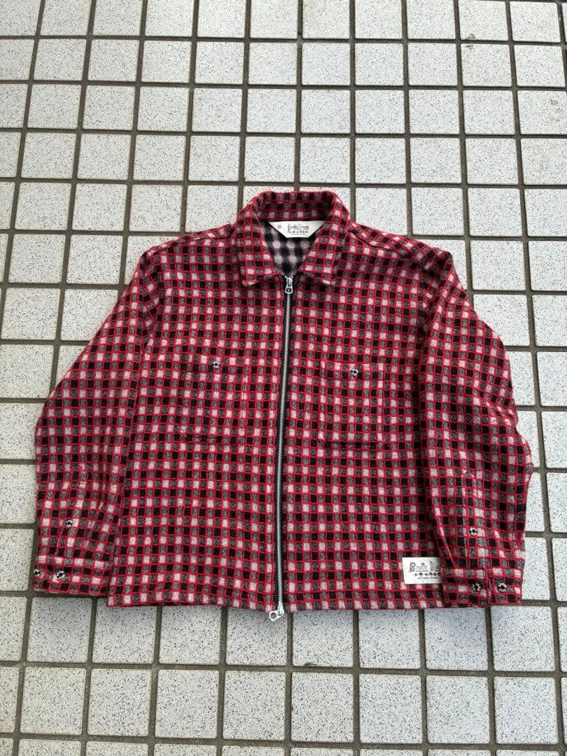 ジャケット・アウター Brain Dead CHECK MATE FLANNEL ZIP SHIRT