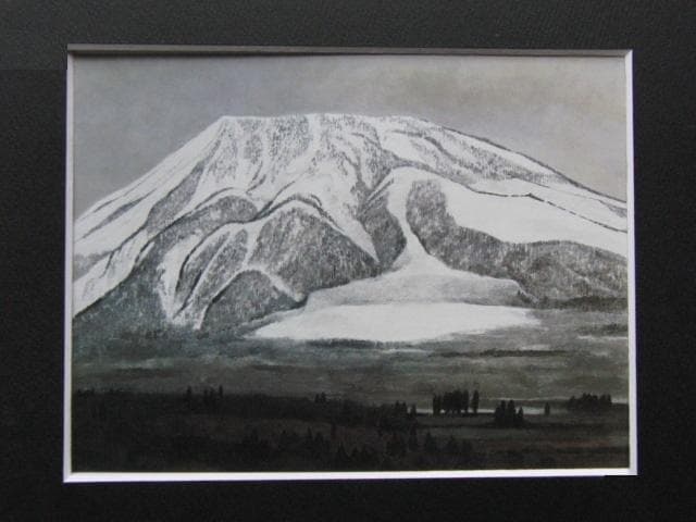 河合健二、【冠雪黒姫】、希少な大判額装用画集より、美品、日本人画家