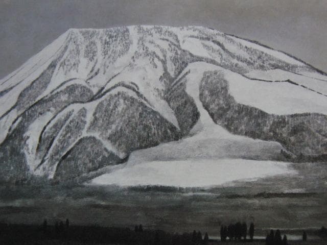 河合健二、【冠雪黒姫】、希少な大判額装用画集より、美品、日本人画家