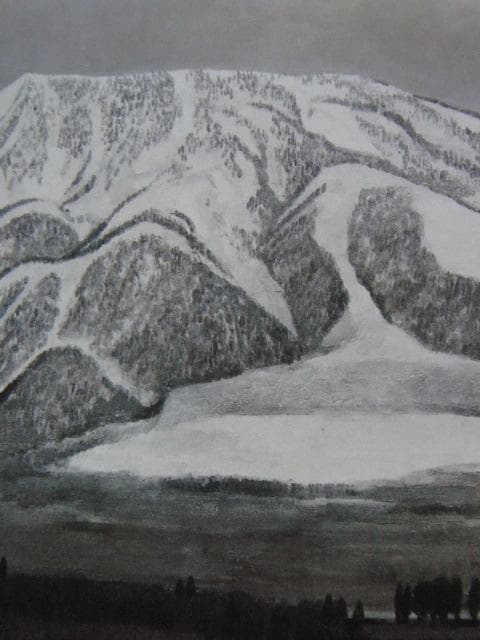 河合健二、【冠雪黒姫】、希少な大判額装用画集より、美品、日本人画家