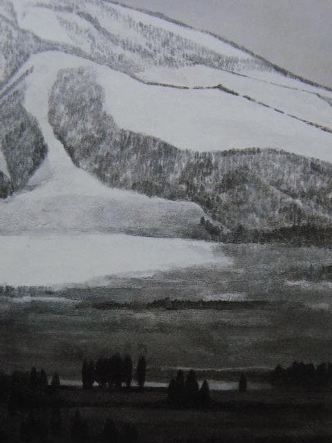 河合健二、【冠雪黒姫】、希少な大判額装用画集より、美品、日本人画家