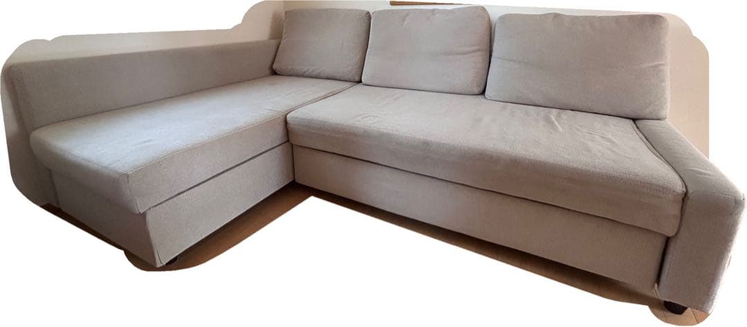 IKEA L字型ベージュソファ フリーヘーテン - メルカリ