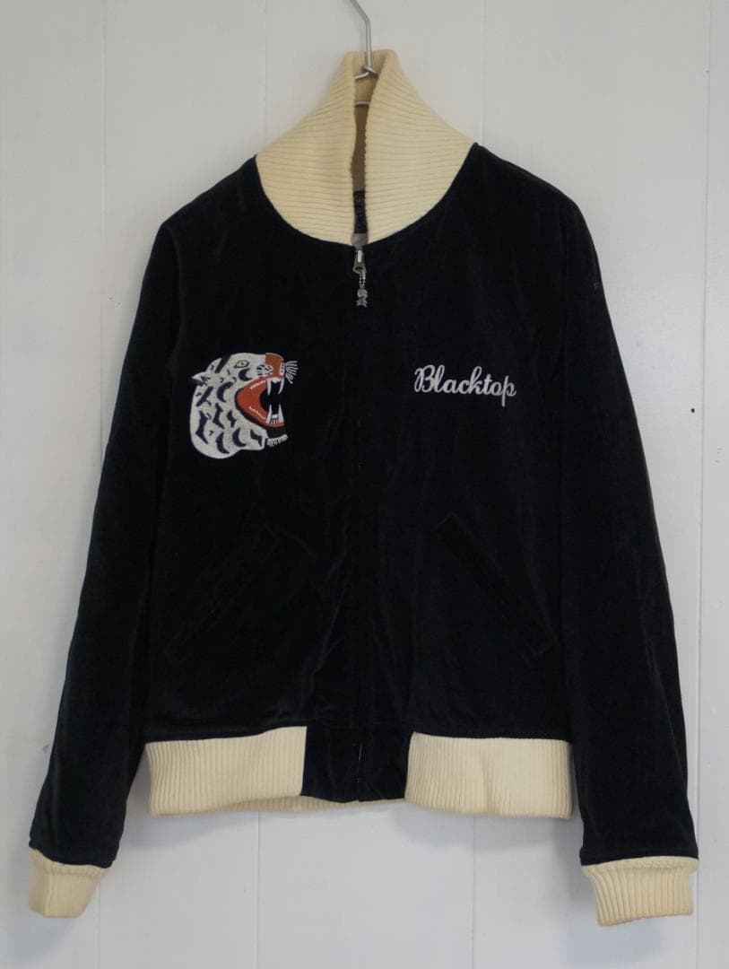 ブラックトップ　モーターサイクル　ベロアスカジャン　ジャケット　虎　スカル　刺繍