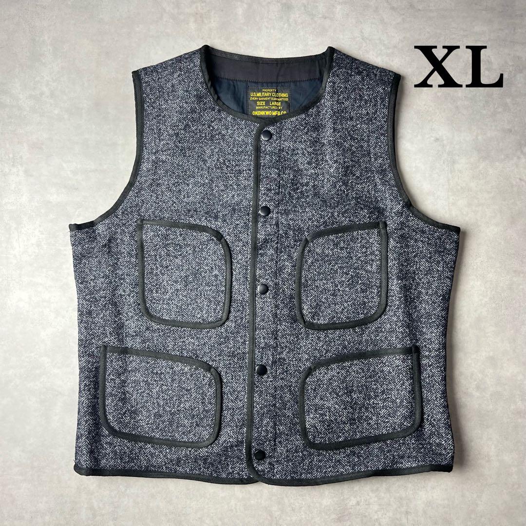 ✅新品　ベスト　ジレ　ウール　復刻　ネイビー　ブラウンズビーチ似　アメカジ　XL 🟥新品未使用🟥 ウール ベスト ジレ ブラウンズビーチ BROWNS BEACH