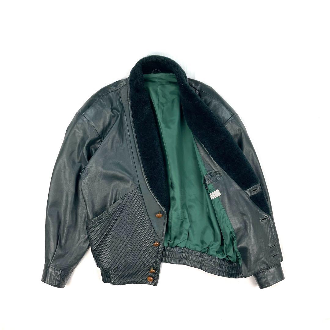 最高級】 80s LANVIN 刺繍 レザージャケット 深緑 ヴィンテージ - メルカリ