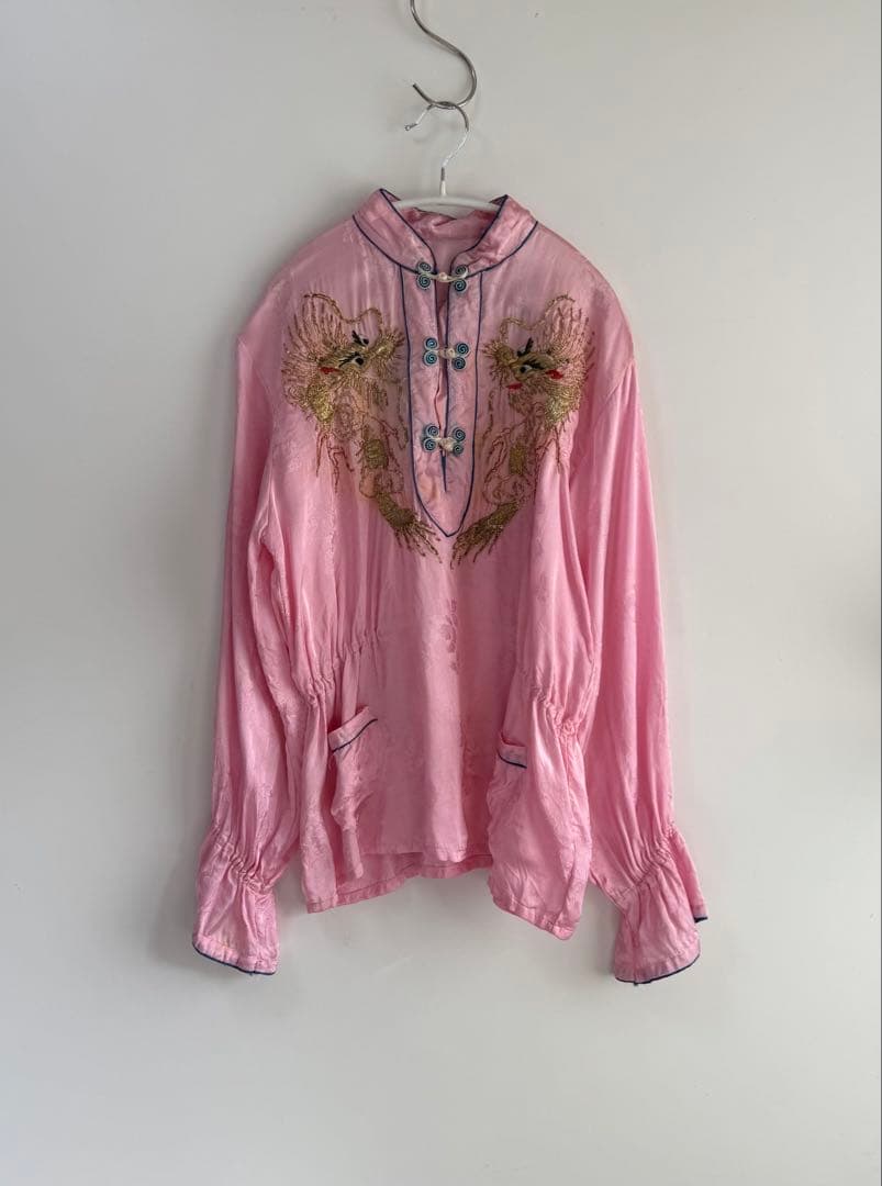 50s サテンチャイナトップス スカシャツ ピンク toro vintage
