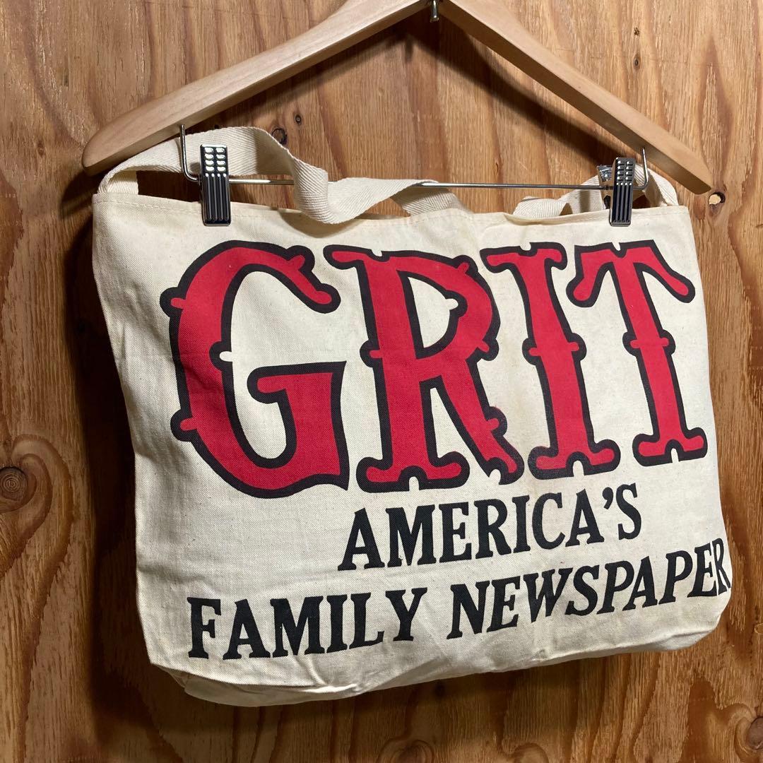 ヴィンテージGRIT ニュースペーパーバッグマガジン新聞キャンバスアメリカ