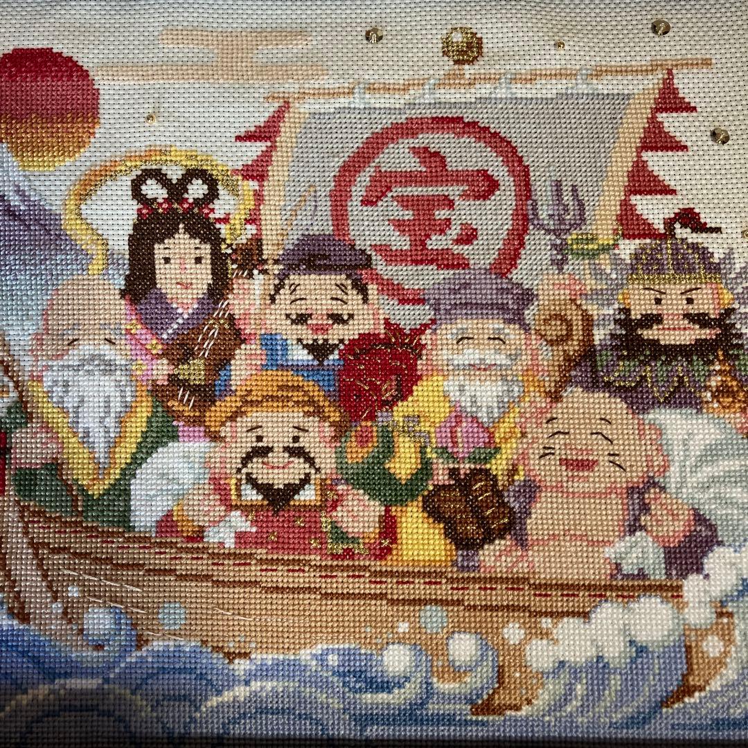 ホビーラホビーレクロスステッチ　七福神のしあわせ宝舟　完成品 クロスステッチフレーム＜七福神のしあわせ宝舟＞ | リバティ 生地