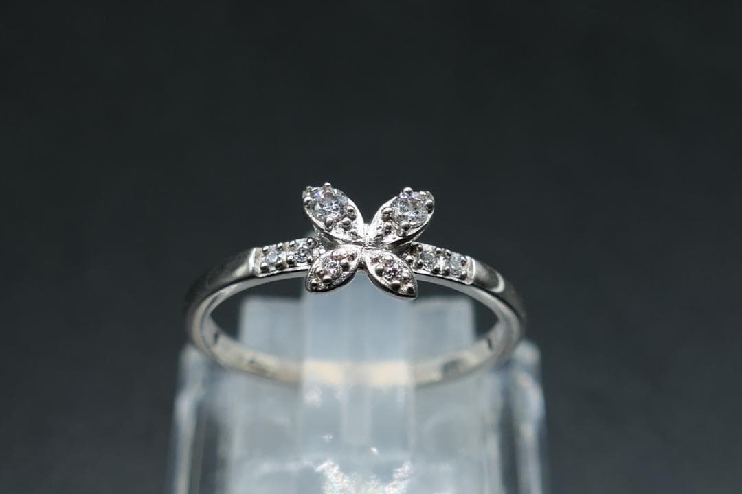 極美品　13号　ANNA SUI　アナスイ　ジルコニア　リング　指輪　蝶　四葉