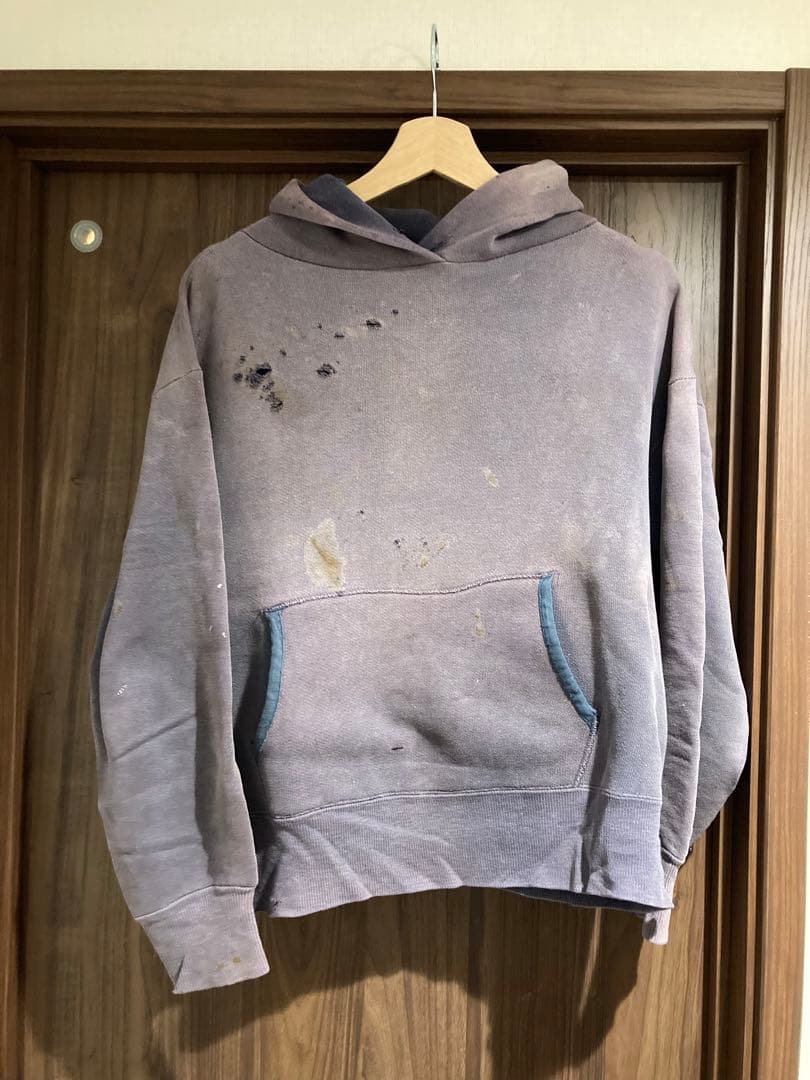 60s 茄子紺　スーパーフェード　パーカー　セットイン　ツートン