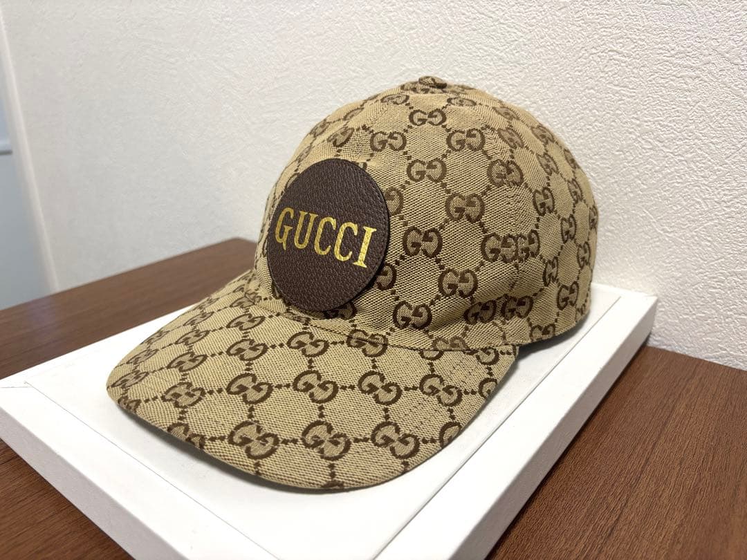 グッチ GGキャンバス ロゴパッチ キャップ ブラウン サイズL【中古】 GUCCI - グッチ GGキャンバス ロゴパッチ キャップ 帽子 ブラウン L