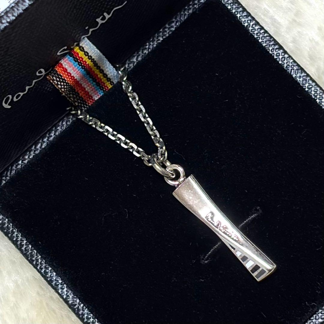 付属品完備❗️新品同様✨ポールスミス　ネックレス　黒マルチエポツイスト　刻印ロゴ