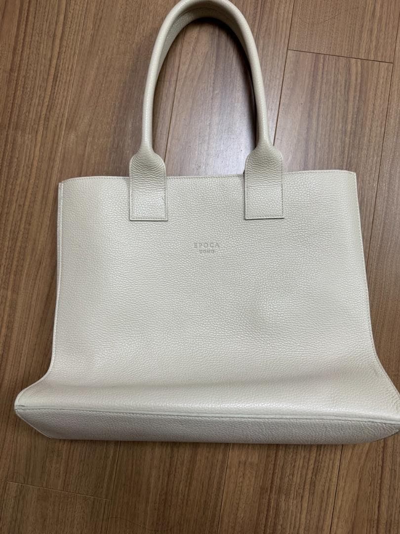 アイボリー レザー トートバッグ