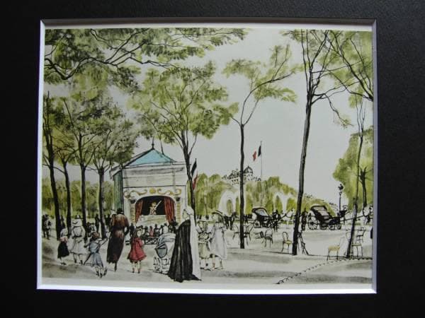 藤田嗣治、シャンゼリゼ、希少画集画、新品額装付