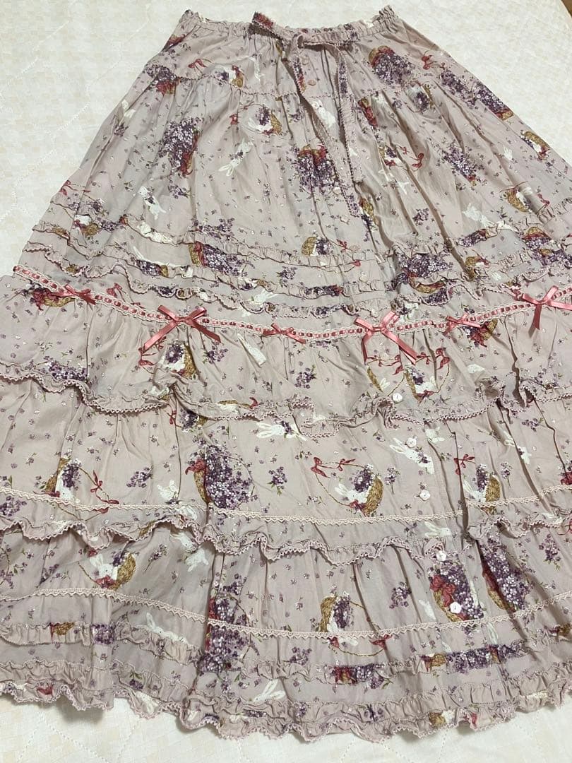 PINK HOUSE わすれな草とうさぎ柄スカート ピンク ピンクハウス