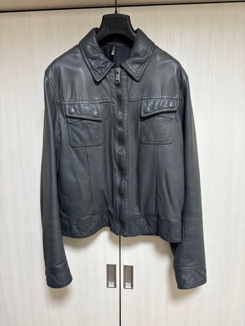 期間限定 Dior Homme 06AW クロスポケットレザージャケット グレー DIOR HOMME - ディオール・オム 06AW 6HH5041901 クロスポケットレザー