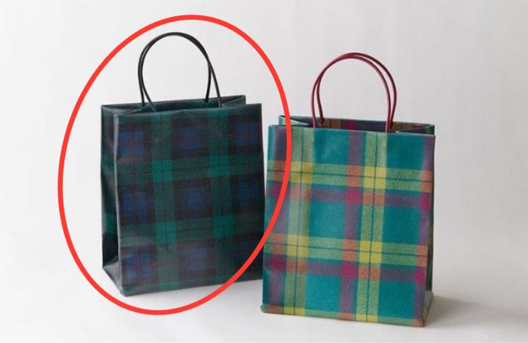 アンノウンプロダクツ　伊勢丹　レザーペーパーバッグ 小 ブラックウォッチ柄