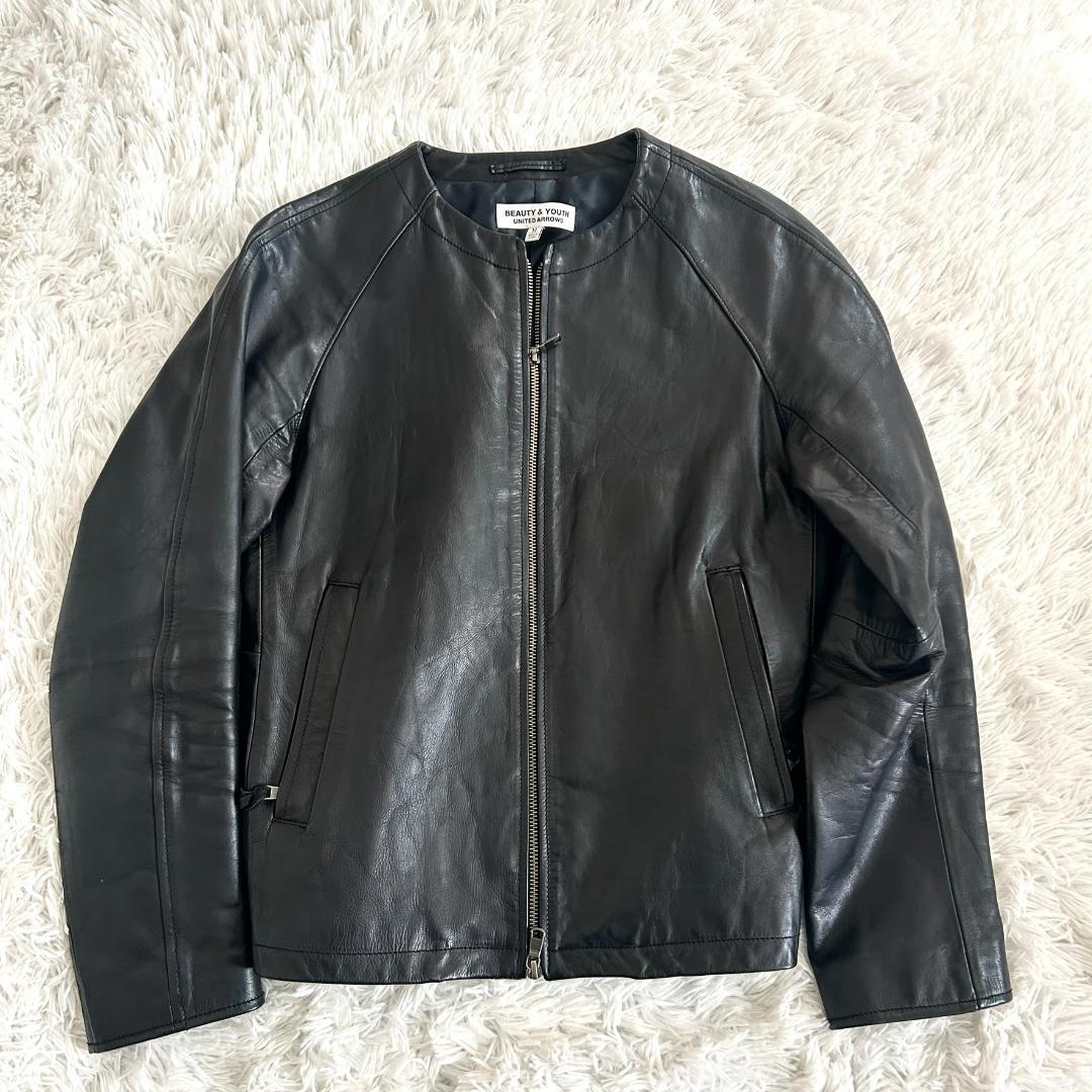 ビューティー&ユース　ユナイテッドアローズ　 レザー ノーカラージャケット M UNITED ARROWS（ユナイテッドアローズ）の「UBCB バイカラー レザー
