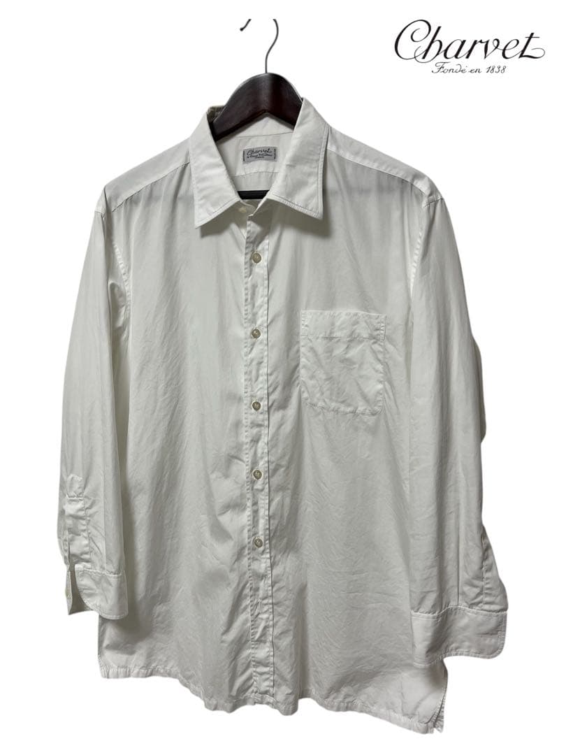 CHARVET シャツ ホワイト レギュラーカラー シャルべ 42 無地