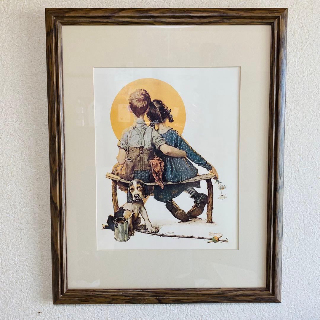 ノーマン・ロックウェル『小さな恋人達』 優美な額装レプリカ - メルカリ