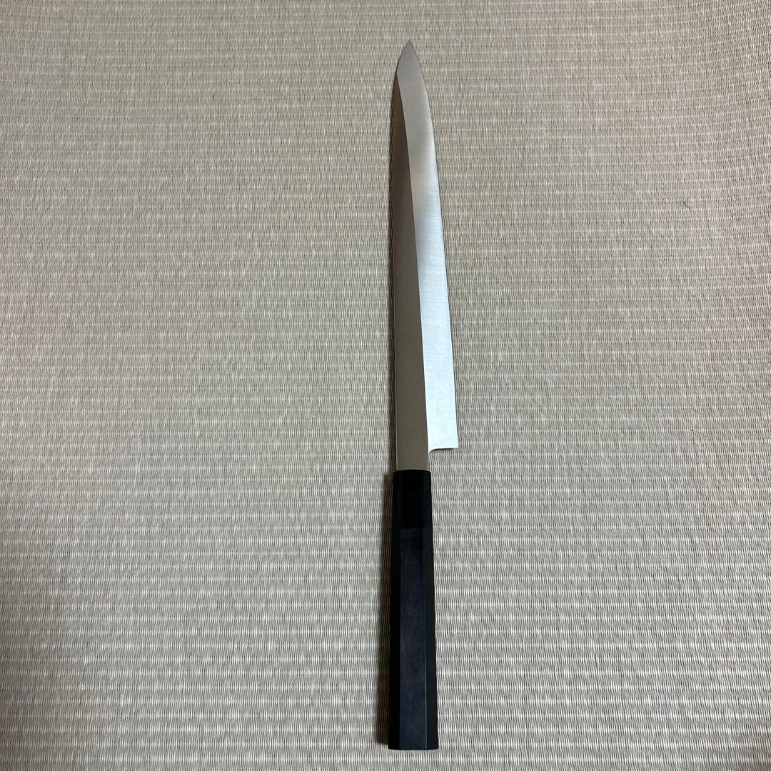 尺 柳刃 包丁 和包丁 本焼 黒檀黒水牛八角柄 新品 箱付き V金10号