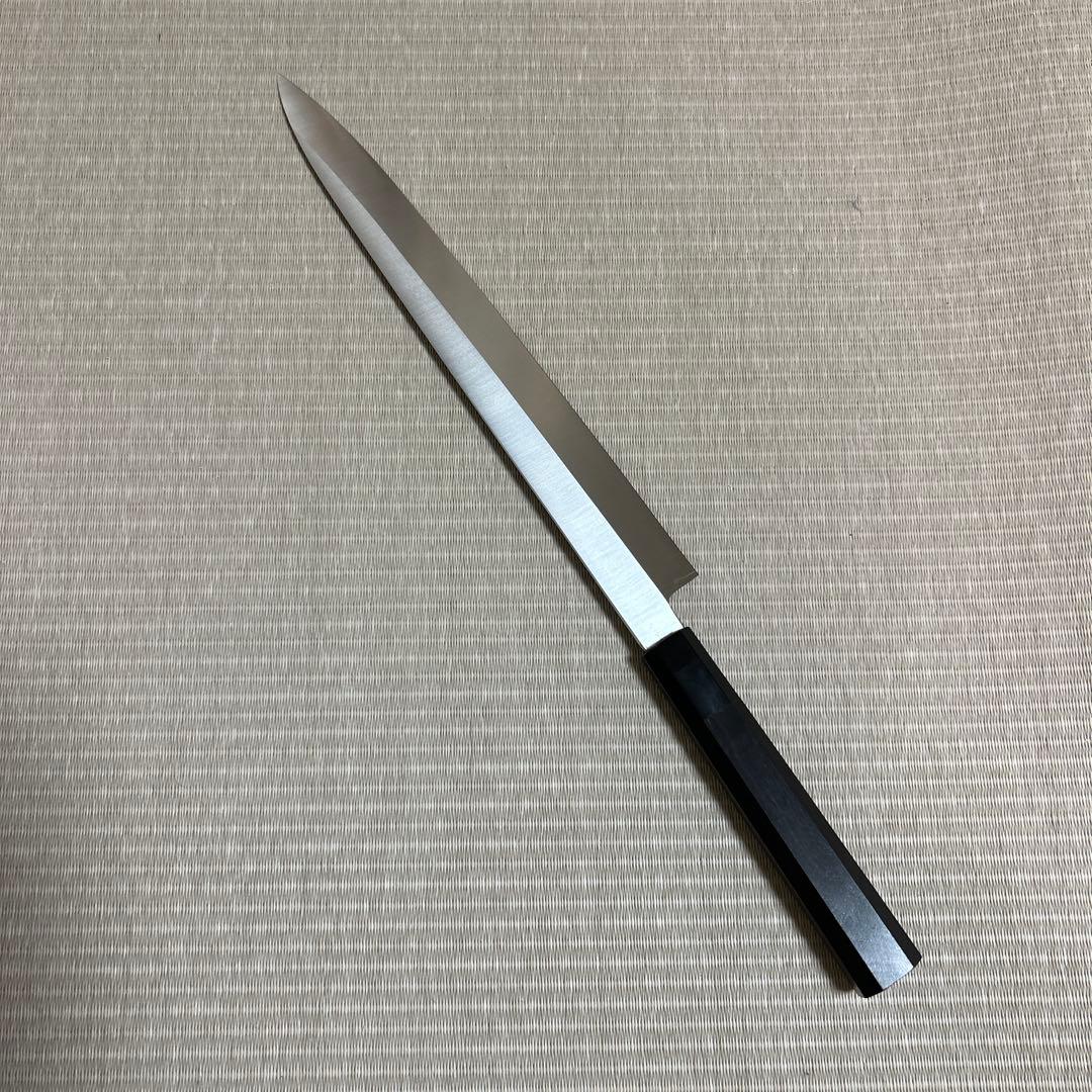 尺 柳刃 包丁 和包丁 本焼 黒檀黒水牛八角柄 新品 箱付き V金10号