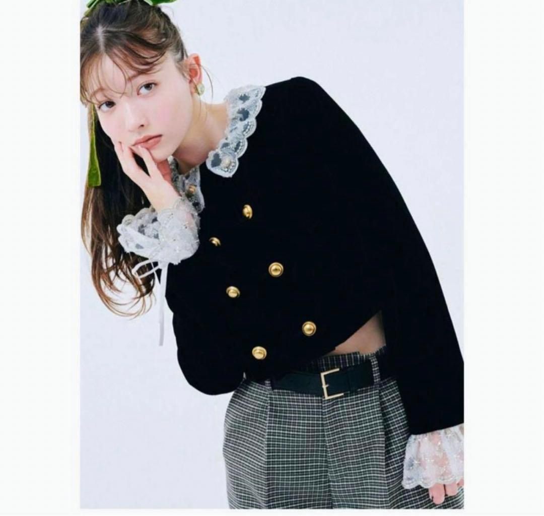 L.B CANDY STOCK]スカラップビジューアタッチドジャケット