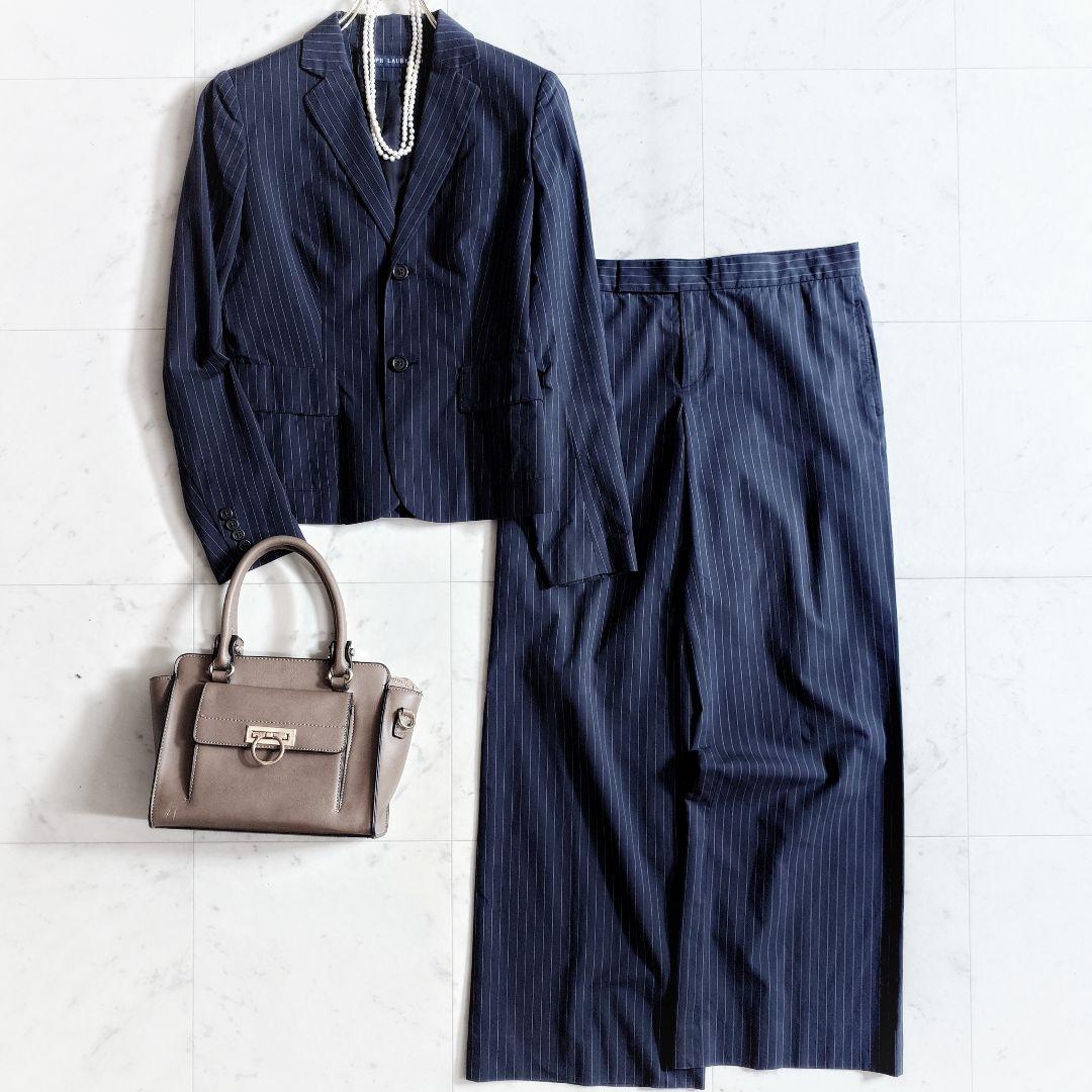 美品【大きいサイズ11】ラルフローレン ストライプ パンツスーツ セットアップ