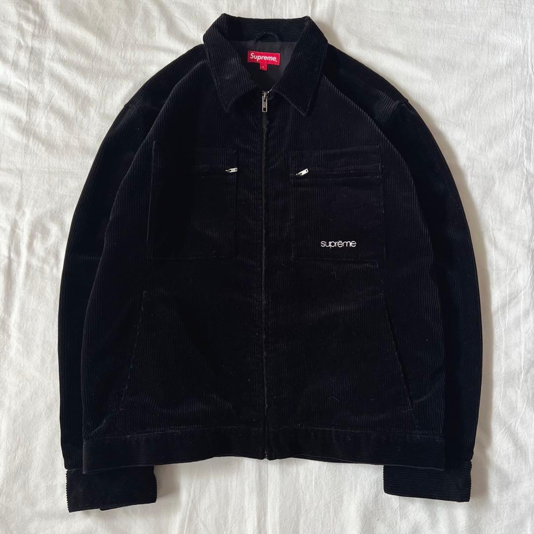 【美品】supreme シュプリーム コーデュロイジャケット フルジップ 黒 L