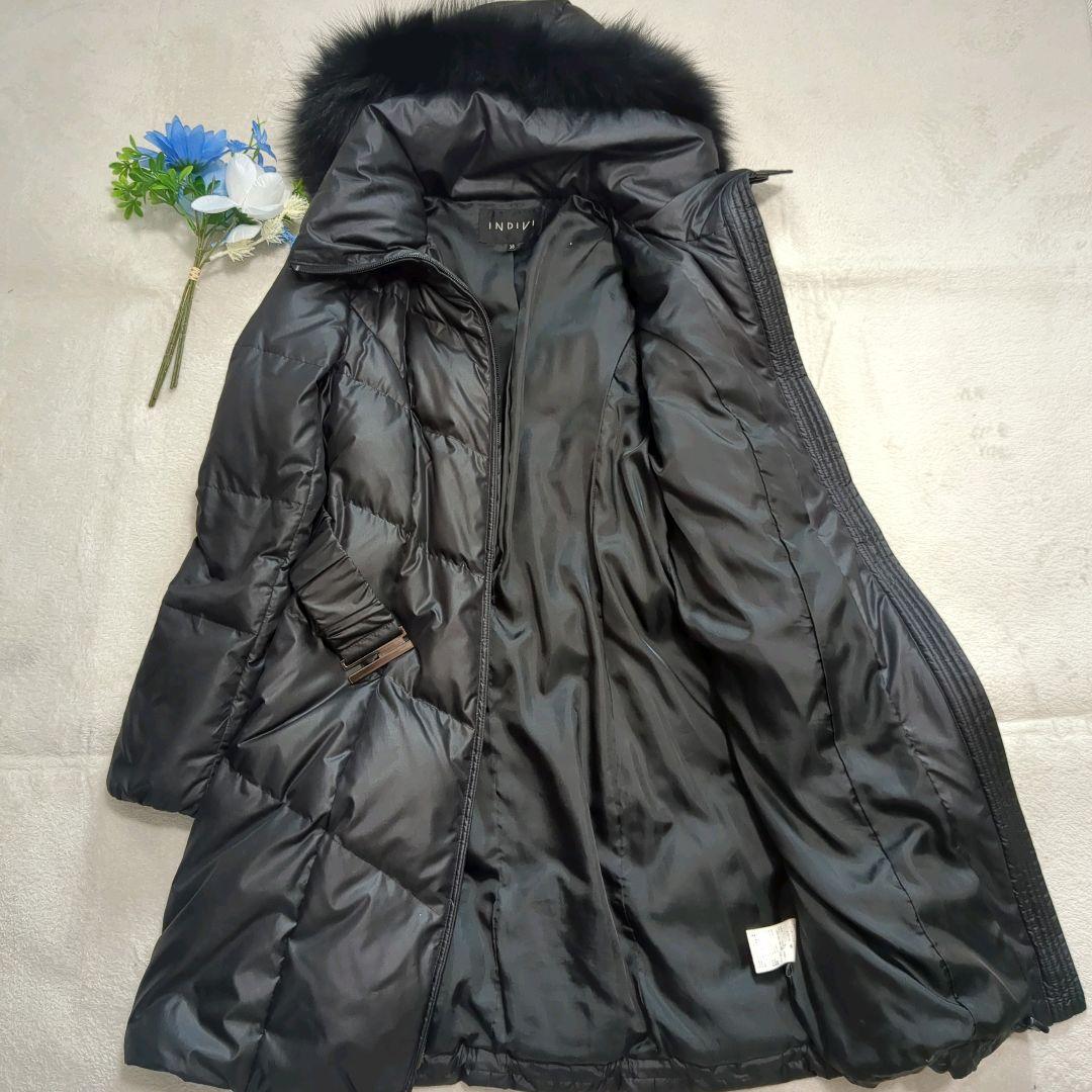 美品 INDIVI ダウンコート ブルーフォックスファー ブラック 38サイズ