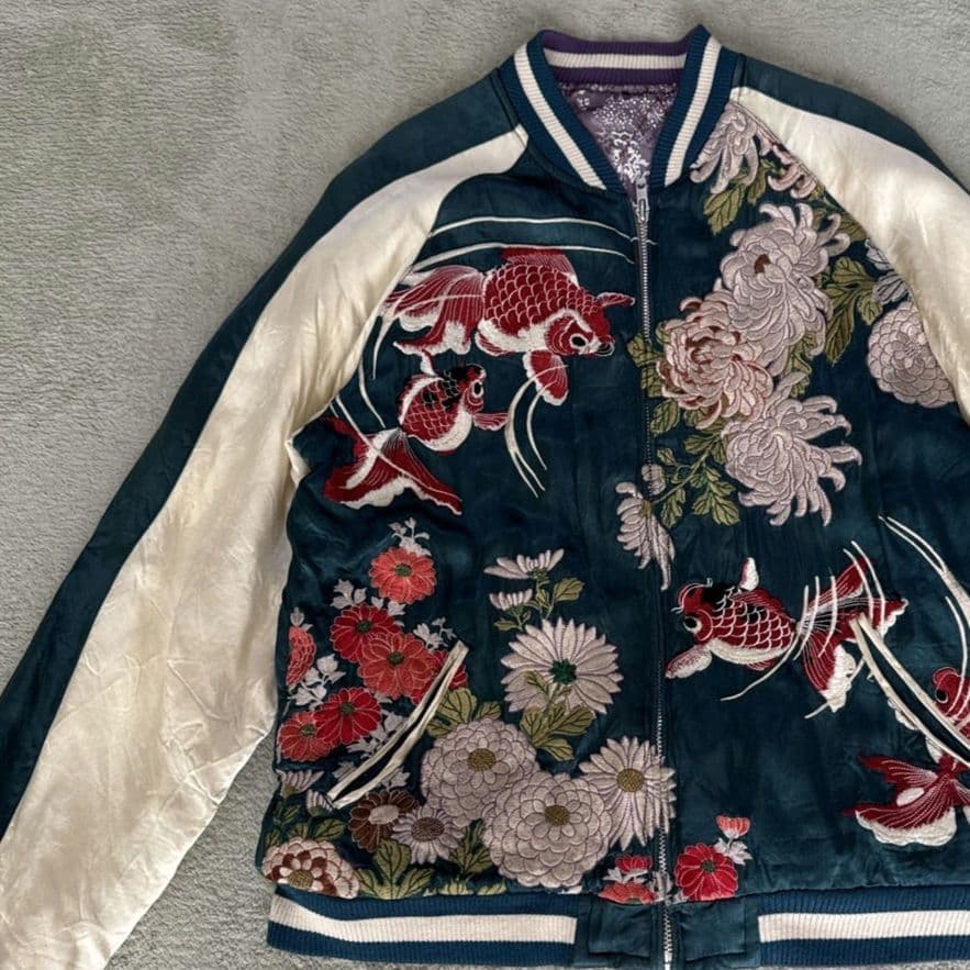 ✨希少✨ 花旅楽団 リバーシブル スカジャン 刺繍 ランチュウ 菊 渋谷龍太