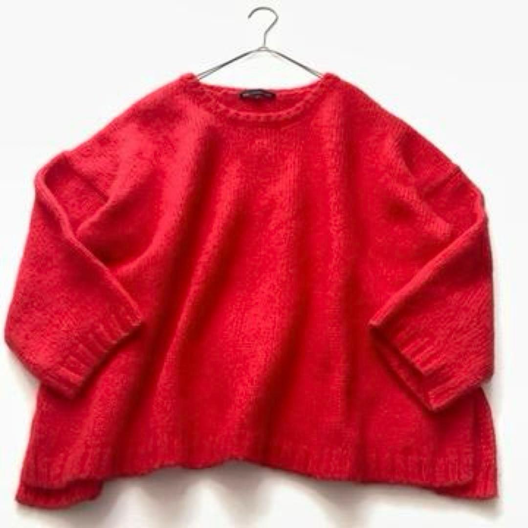 【のすまま】23区　2023AW ベビーアルパカ クロップド ニット 赤