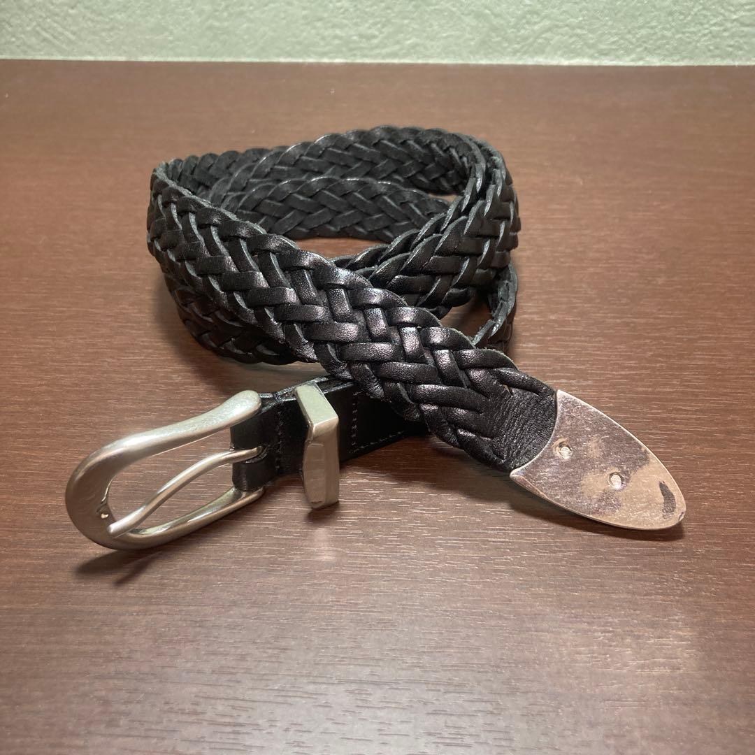 THE SOLE ザソール　プンターレ　メッシュベルト　レザー　ブラック THE SOLE - PUNTALE メッシュレザー プンターレ付き ベルト 25mm幅