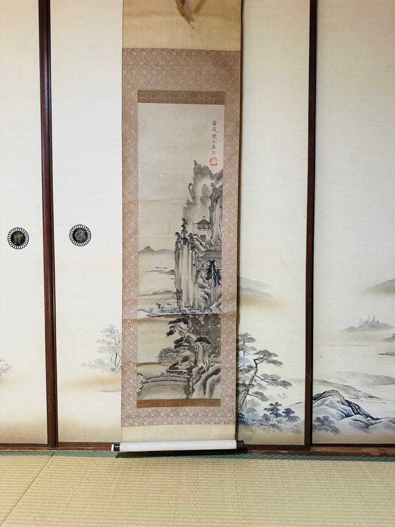 曾我蕭白　山水（夏山浮舟の図） 山水図屏風 文化遺産オンライン