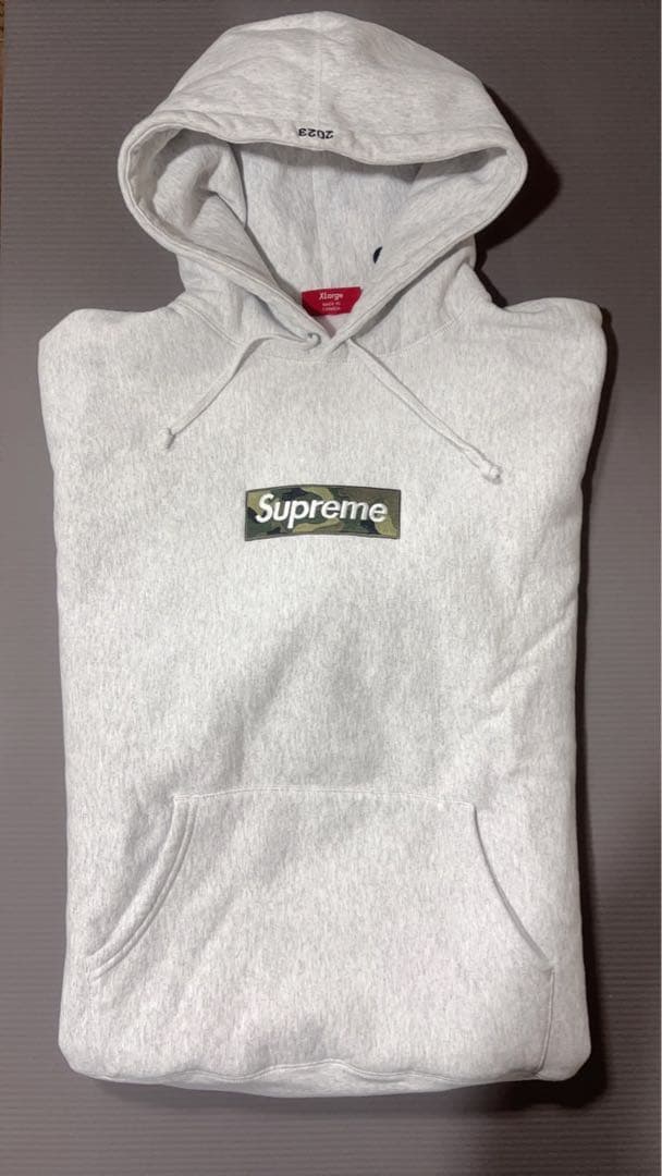 Supreme box logo hooded XL 2023 カモ　グレー
