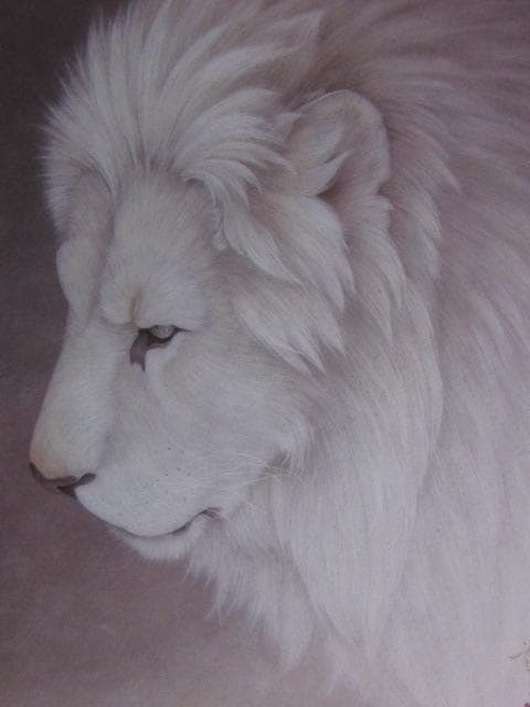 武蔵原裕二、「白き王」、希少な画集より、 新品高級額装付、状態良好