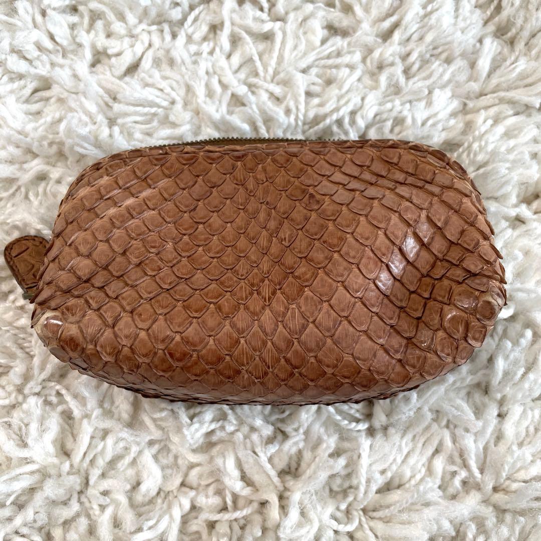 ボッテガ ポーチ パイソン ベージュ