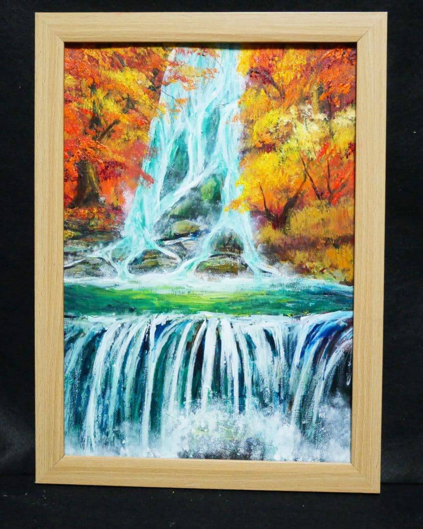 油絵 絵画 【紅葉の滝】 楽天市場】絵画 半澤満 油絵・油彩画 『秋色の高千穂峡』 川 滝 紅葉