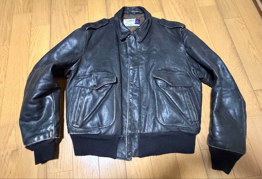 希少サイズ ショット USA製 レザー フライトジャケット 48 A-2 古着