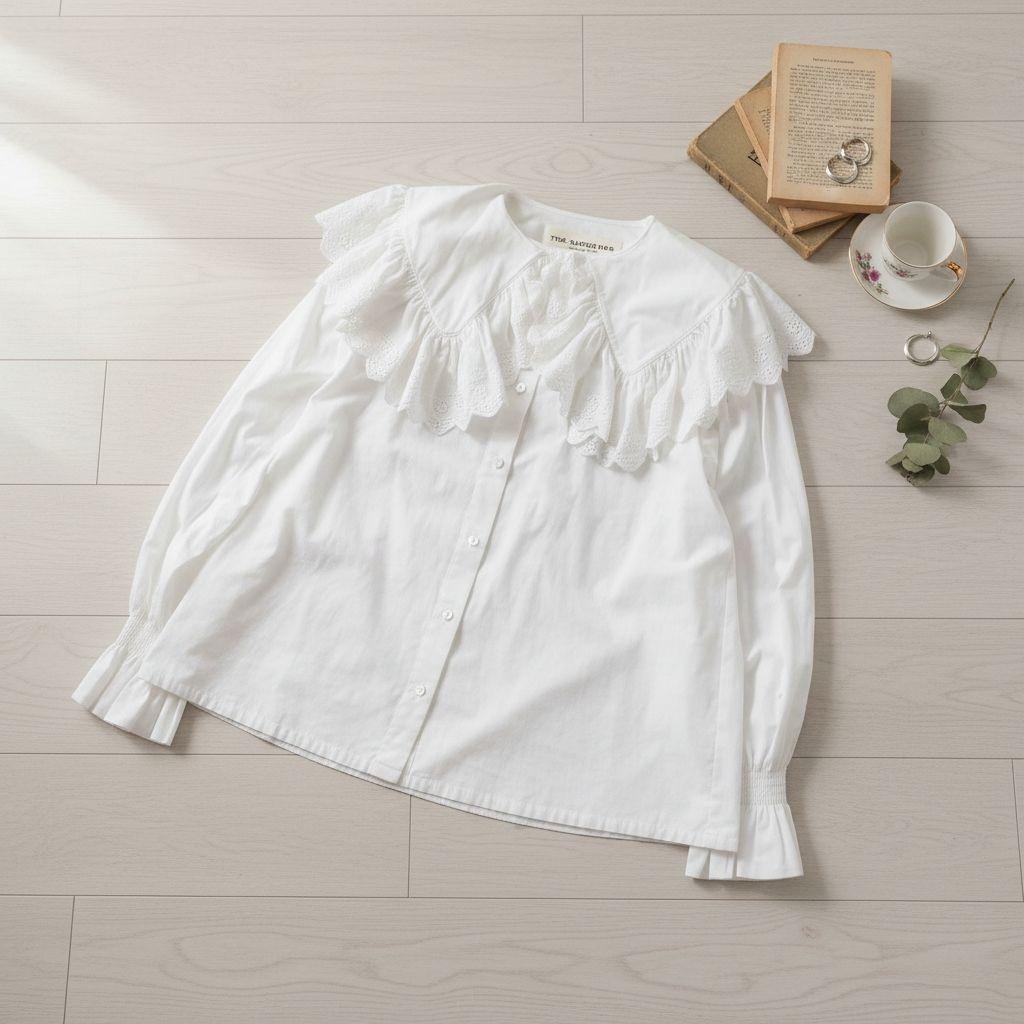 美品　THE SHINZONE　シンゾーン　レースカラーブラウス　ホワイト